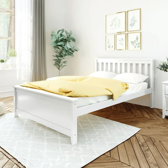 Carousel Full Size Bed Frame, Classic Solid Wood Platform Bed with Headboard