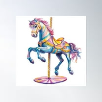 Carousel Horse 3 Poster Wall Art, Modern Wall Decor For Living Room Bedroom, 30x30 UNFRAMED