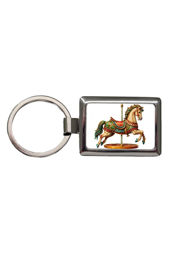 Carousel Horse Metal Rectangle Keychain