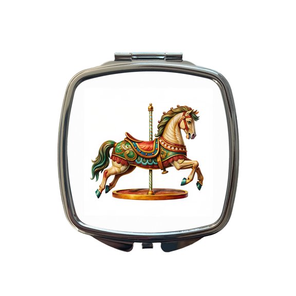 Carousel Horse Travel Makeup Handbag Purse Small Pocket Compact Mirror
