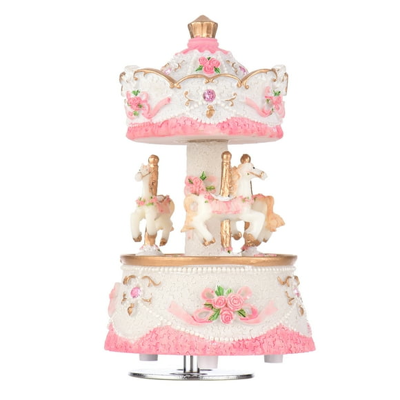 Carousel Horse Unicorn Music Box with Color Changing LED Light - Luminous Rotating Gift Playing 'Castle in the Sky' Melody