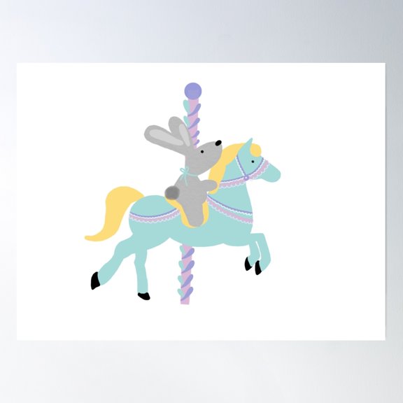 Carousel Horses With Bunny By Jennifer Star Poster Wall Art Home Decor Paper Poster Print Only