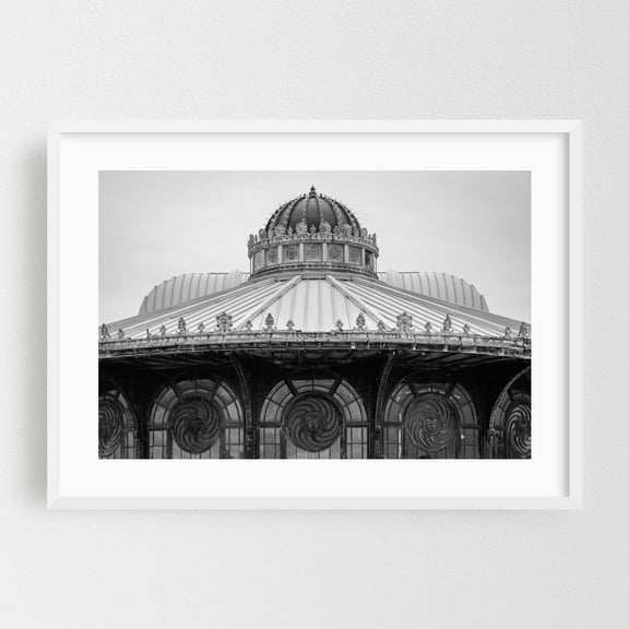 Carousel House B&W - Asbury Park New Jersey Photography White Framed Wall Art Print 12 x 18 inches