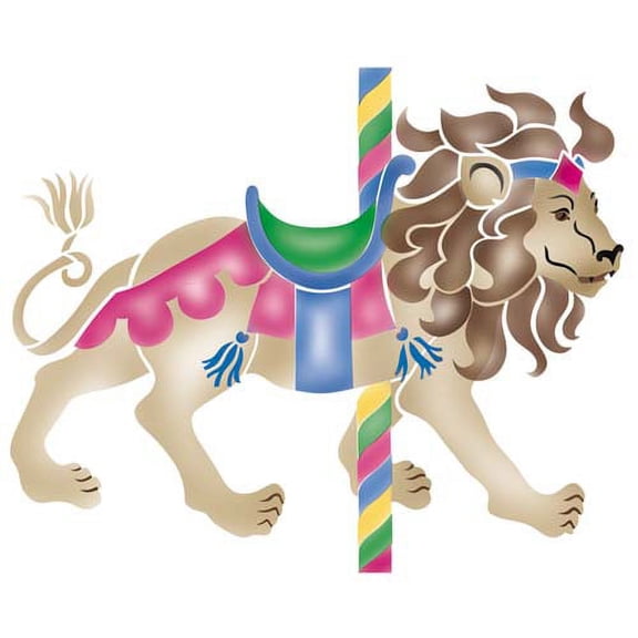 Carousel Lion Wall Stencil SKU #1686 by Designer Stencils