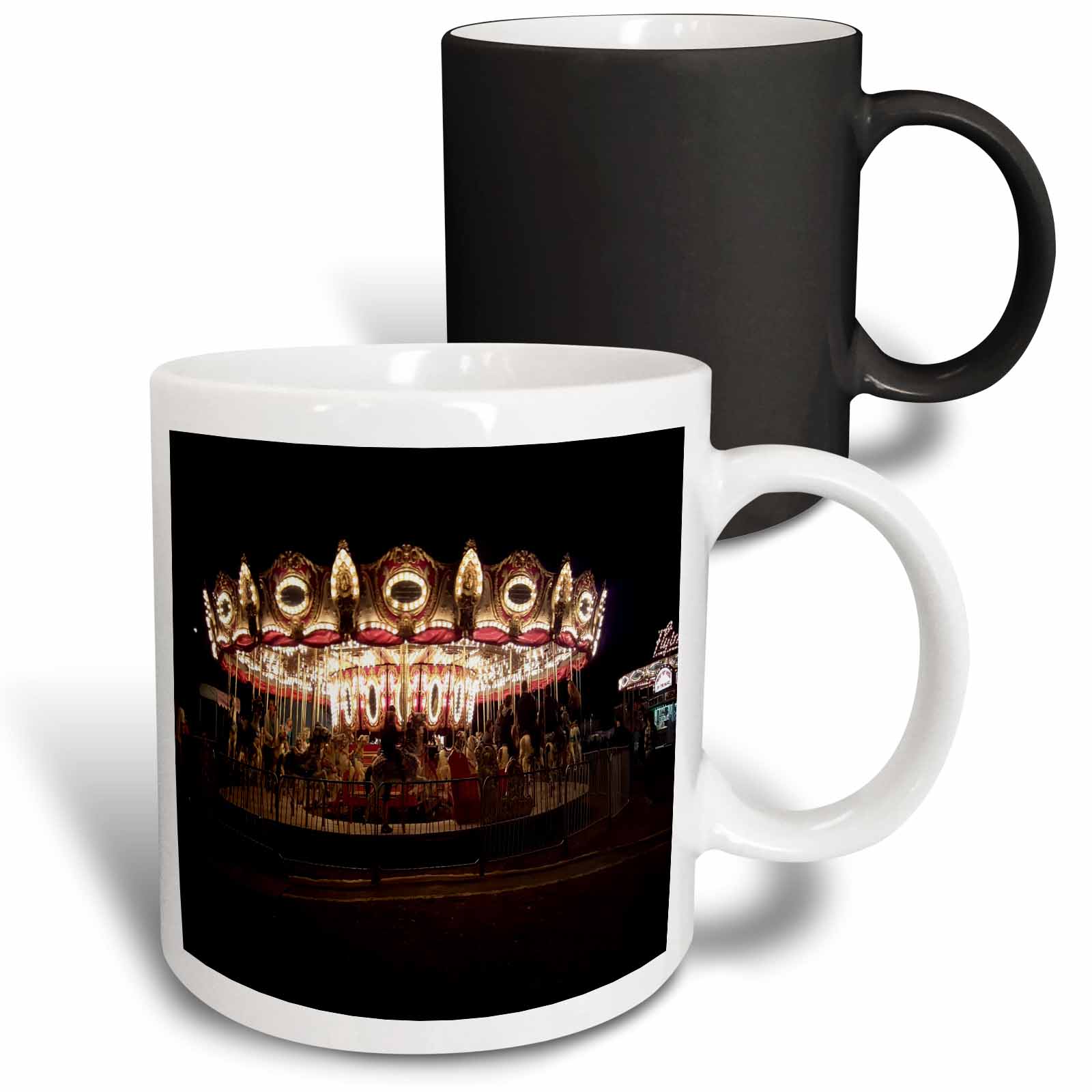 3drose, Carousel Merry Go Round Amusement Park Lit up at Night, 11oz ...