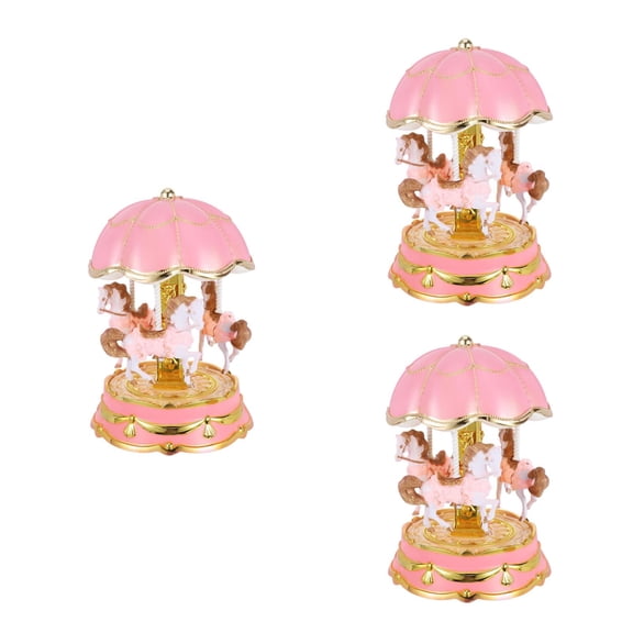 IMIKEYA Rotating Horse Carousel Music Box, ABS Material, Home Use, 3Pcs