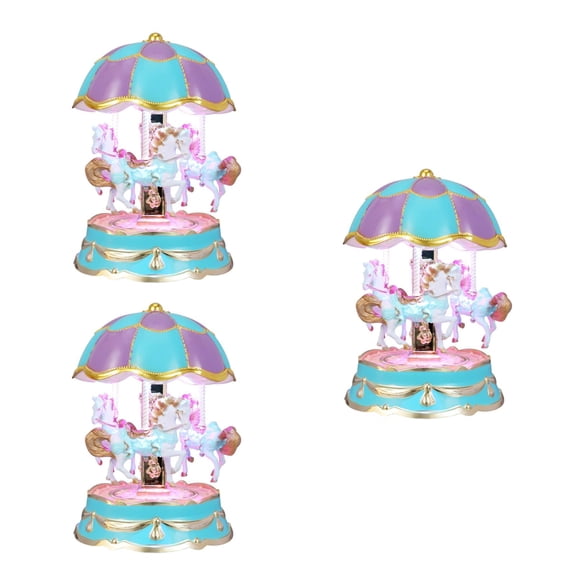 IMIKEYA Vintage Carousel Music Box ABS Material Enchanting LED Light for Home