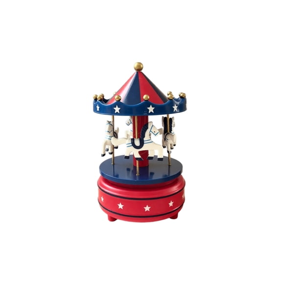 Carousel Music Box – Horse Merry-Go-Round, Beethoven’s Für Elise | LED Lights | Twist-to-Play Music | Cake Topper & Nursery Decor | Baby Boy Gift for Music