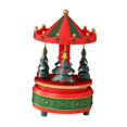 thumbnail image 1 of Carousel Music Box Rotating Christmas Tree Wind Up Mechanism Wooden Festive Holiday Tabletop Decor for Family, 1 of 9