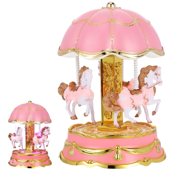 Carousel Music Box Vintage Light Up Rotating Horse Musical Box - Desktop Decor Classic Table Centerpiece Christmas Birthday