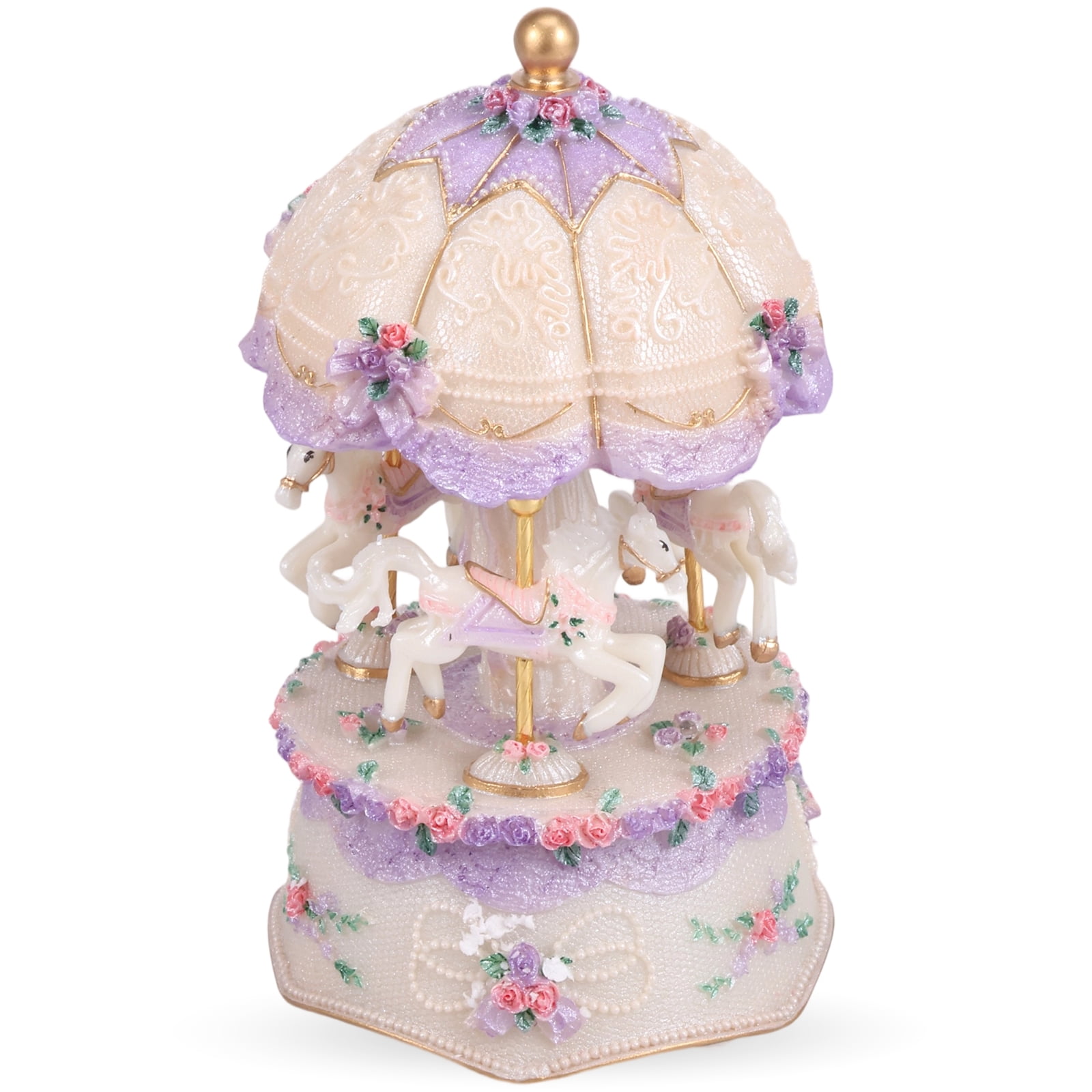 Carousel Music Box with 3 Horses Luminous Rotating Carousel Horse Music ...
