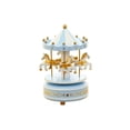 thumbnail image 1 of Carousel Music Box with Blue and White Striped Canopy and Gold Accents, Blue White and Gold Design, for Girls and Women, Musical Decoration, 1 of 4