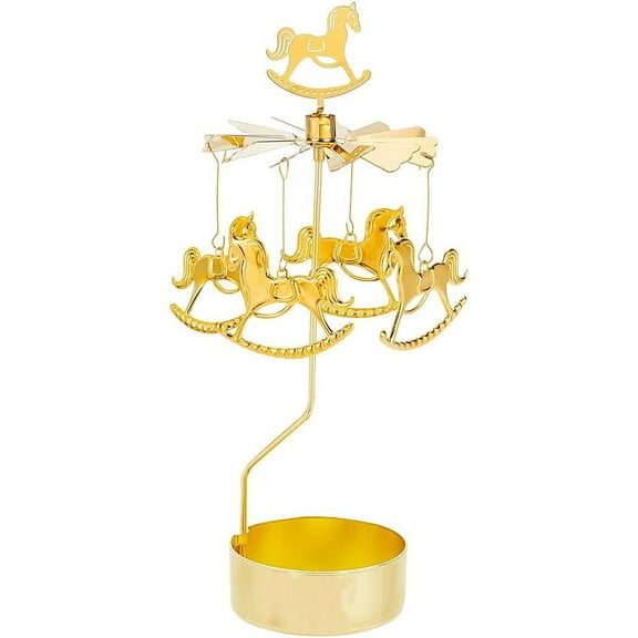 Carousel Rotating Candlestick Rotary Candle Holder Spinning Tea Light Candle Holder Gold Table Decoration Gold DIY