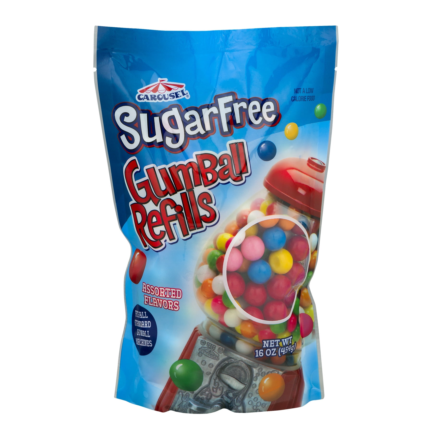 Carousel Sugar Free Gumballs Assorted Flavors and Colors 16 Oz Bag