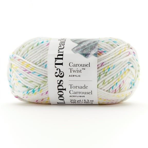Carousel Twist Yarn by Loops & Threads - Yarn for Knitting - Crochet - Weaving - and Arts & Crafts - Birthday Cake - Acrylic - 5.3 oz
