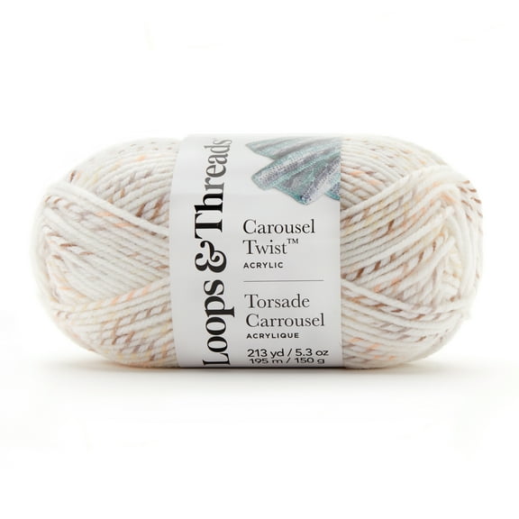 Carousel Twist Yarn by Loops & Threads - Yarn for Knitting - Crochet - Weaving - and Arts & Crafts - Biscuit - Acrylic - 5.3 oz