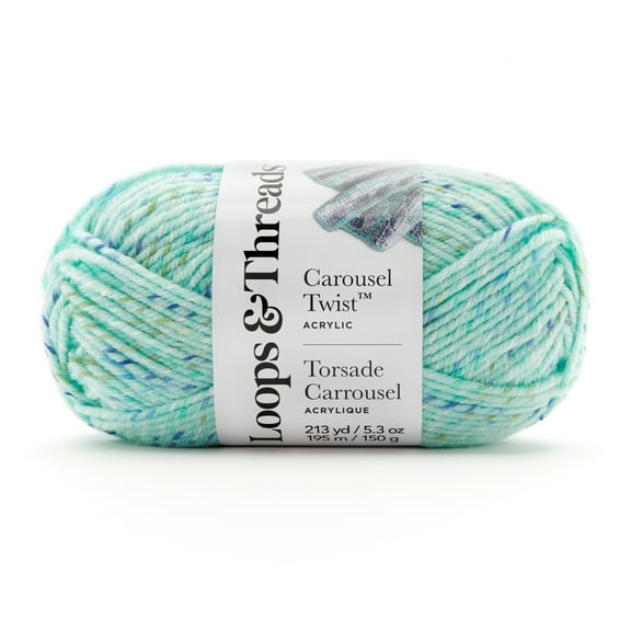 Carousel Twist Yarn by Loops & Threads - Yarn for Knitting - Crochet - Weaving - and Arts & Crafts - Tide Pool - Acrylic - 5.3 oz