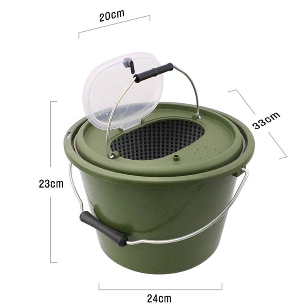 Carp Fishing Buckets Breathable Mesh Live Fish Box With Separate Handle  Green