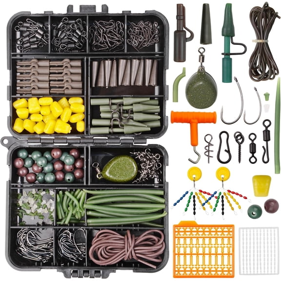 Carp Fishing Equipment Kit 277 Pieces Tackle Box with Hooks Boilies Corn Baits Weights Rigs Swivels Snaps Accessories Set for Men Gift