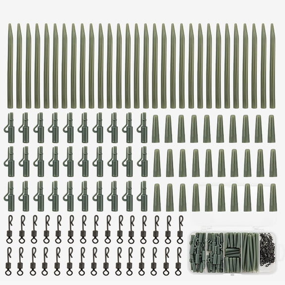 Carp Fishing Tackle Kit 100pcs Carp Fishing Terminal Tackle Set Safety Lead Clips Anti-Tangle Sleeve Quick Change Swivel Tail Rubber Carp Fishing Accessories with Box