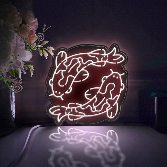 Carp Led Light Box, Dimmable Neon-Like Light Signs USB Power for Wall Decor Bedroom Decoration, Static Light (WxH) 16"x16"