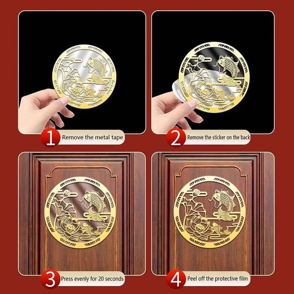 Carp Lotus Metal Sticker Lucky Wealth Home Feng Shui Decoration Mobile Phone Stickers Car Sticker Decals