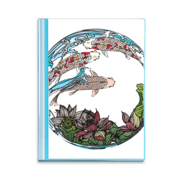 Carp Lotus Pattern Geometry Book Sheet Protectors Portfolio Binder Folder