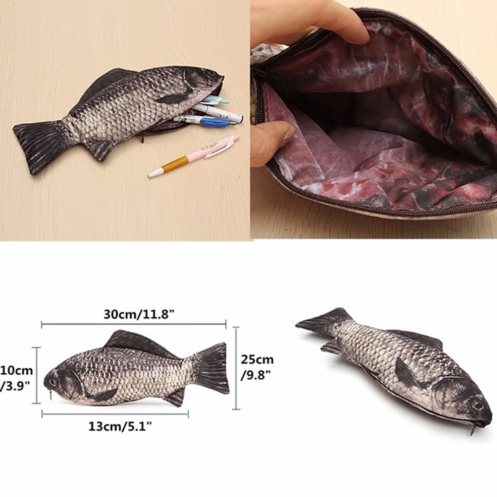 Kaloaede Realistic Fish Shape PU Leather Pencil Cases