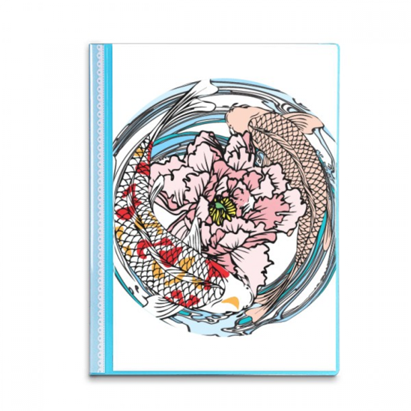 Carp Peony Water Pattern Geometry Book Sheet Protectors Portfolio Binder Folder