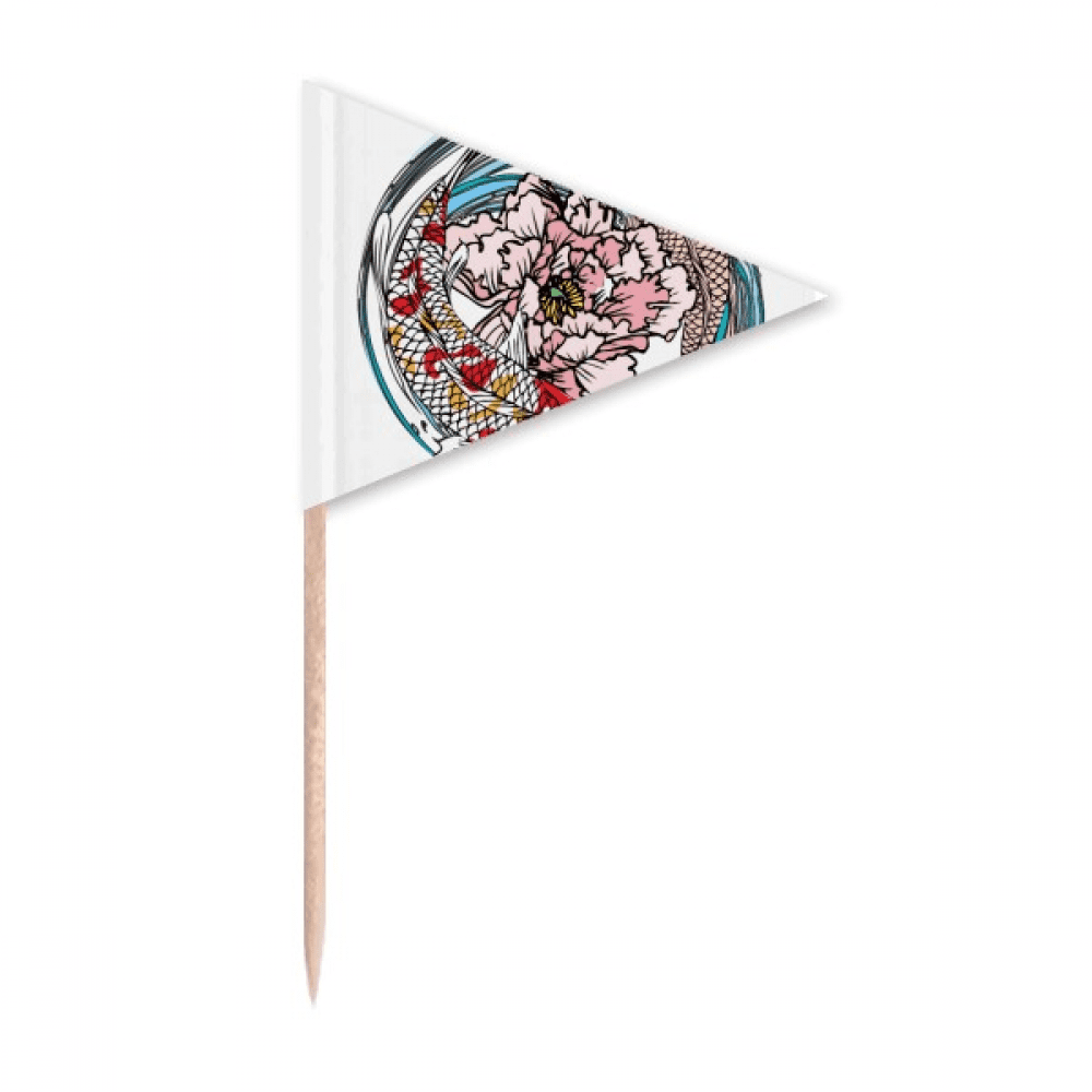 Carp Peony Water Pattern Geometry Toothpick Triangle Cupcake Toppers ...