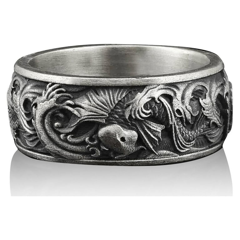 注目ショップ・ブランドのギフト men silver waves and Carp band silver 925 in men for ring アクセサリー