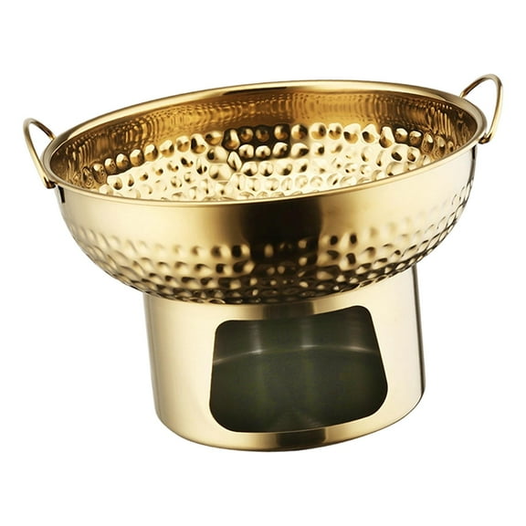 CarpNettore 18cm Mini Stainless Hot Pot Lightweight for Buffet Serving with Ring Handles Golden