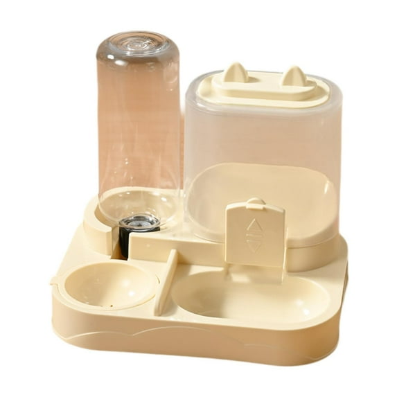 CarpNettore 2 in 1 Automatic Pet Feeder Cats Feeder Container for Puppy Bunny Small Dogs Yellow