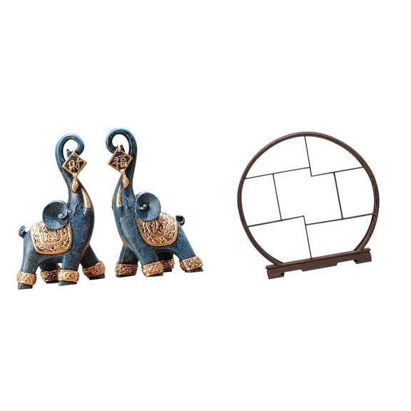 CarpNettore 2Pcs Modern Resin Elephant Statues Figurine Sculpture Art Craft Collectible Ornament for Home Office Decor Ideal Gift for Desktop Antique Shelf Display Rack