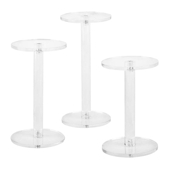 CarpNettore 3 Pieces Round Acrylic Products Display Riser Stand Mini Riser Clear Display for