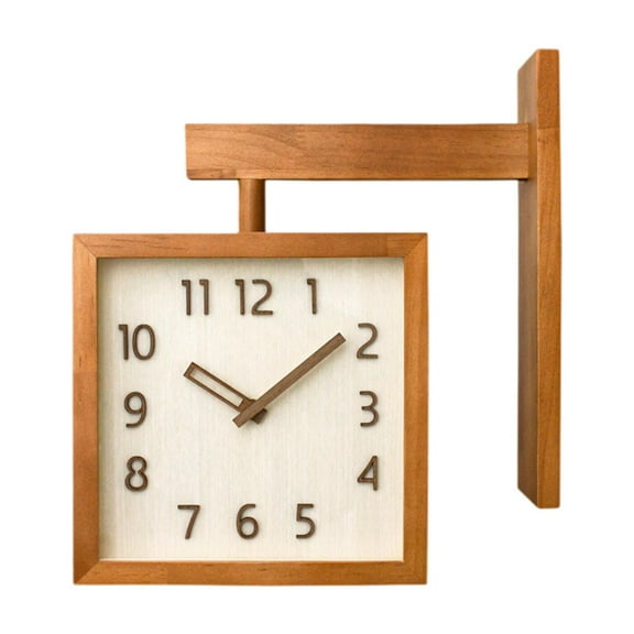 CarpNettore 360 Degree Rotating Wall Clock, Double Sided Compact Hanging Gift, Silent Clock, dark brown