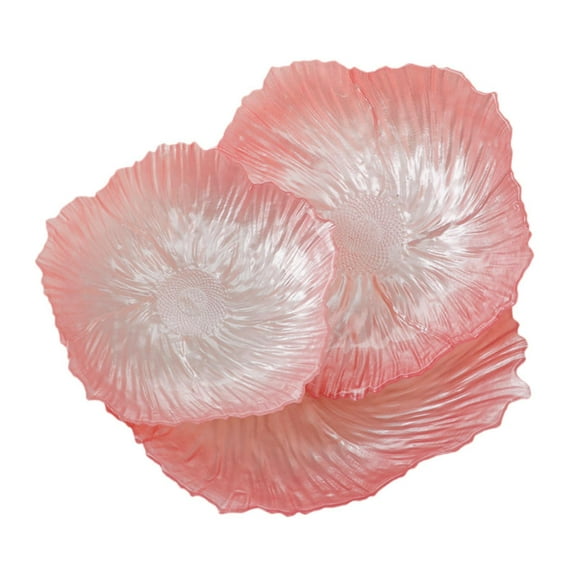 CarpNettore 3Pcs Luxury Flower Glass Plate Dinner Plate Tableware Cake Dessert Dish Trinket