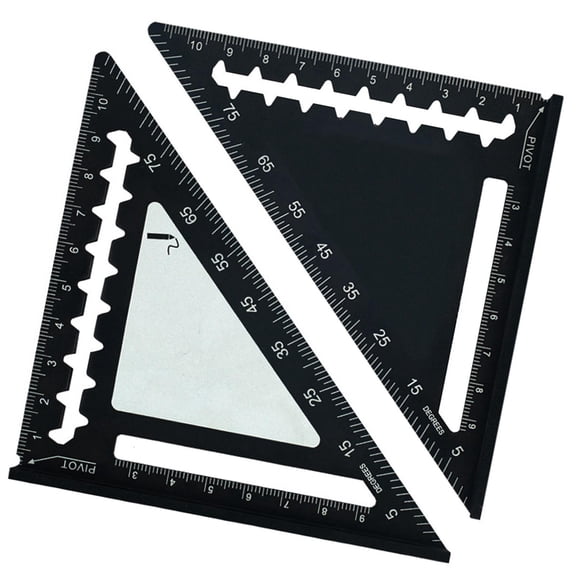 CarpNettore 45/90 Degree Layout Triangle Ruler Right Triangular DIY Portable Measuring Ruler Black