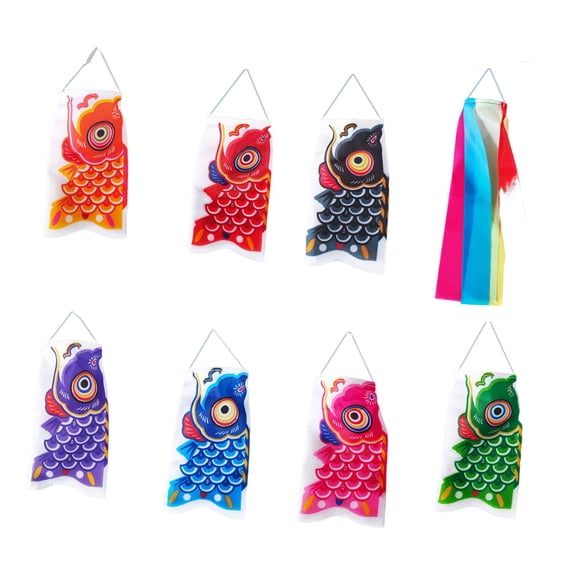 CarpNettore 7 Pieces Japanese Carp Flags Decoration Fish Flags for Lawn Wedding Backyard with Tassel