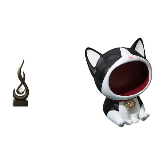 CarpNettore Abstract Cat Fire Statue Resin Flame Figurine Modern Art Sculpture Ornament for Cabinet Living Room Table Centerpiece Bedroom Desk Indoor Keepsake