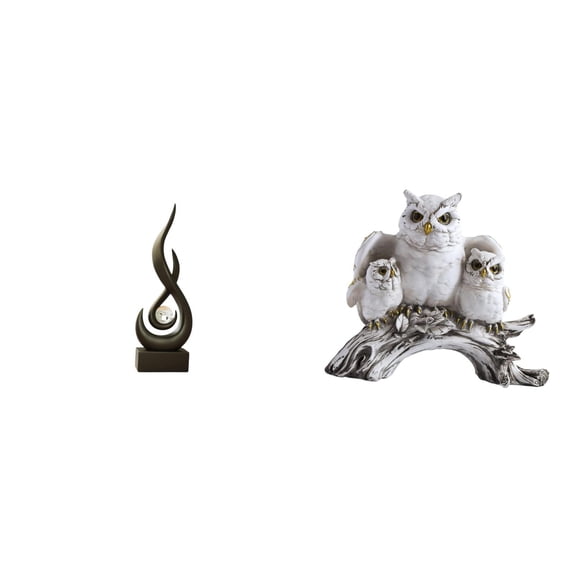 CarpNettore Abstract Fire Owl Statue Desktop Ornament Modern Art Resin Flame Animal Sculpture for Cabinet Living Room Office Tabletop Decor Keepsake