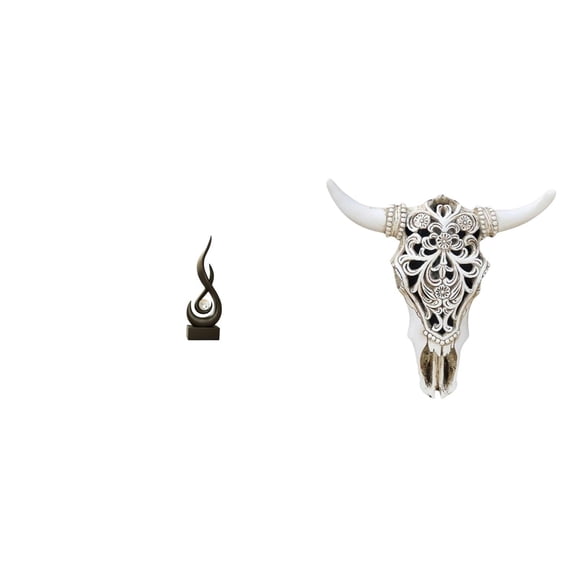 CarpNettore Abstract Fire Statue Desktop Ornament Craft Keepsake Resin Flame Figurine Modern Art Sculpture Tribal Bull Head Sculpture Wall Hanging Art for Cabinet Living Room Office Farmhouse