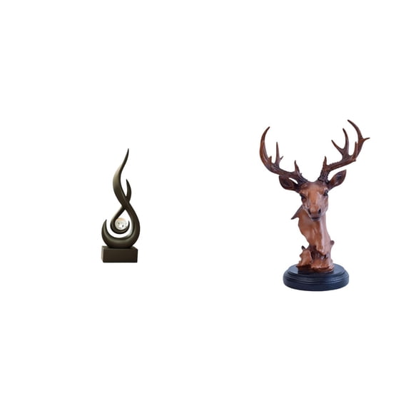 CarpNettore Abstract Flame Deer Head Resin Figurine Modern Art Sculpture Decorative Ornament for Living Room Cabinet Nightstand Desktop Home Decor
