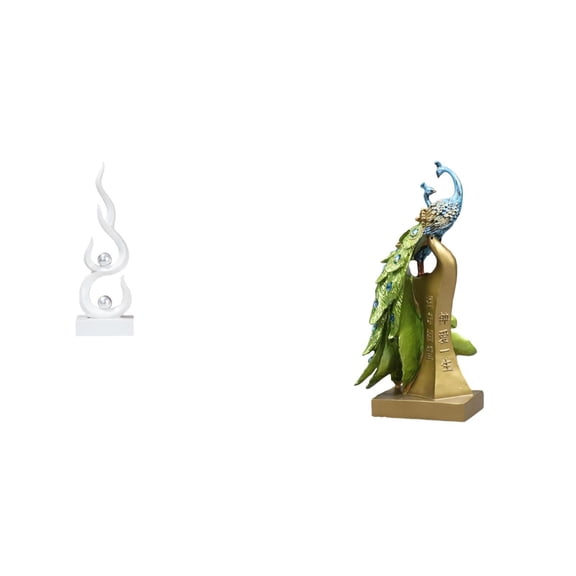 CarpNettore Abstract Flame Resin Peacock Sculpture Modern Animal Figurine Desktop Ornament for Office Patio Bookshelf Table Centerpiece Birthday Gift