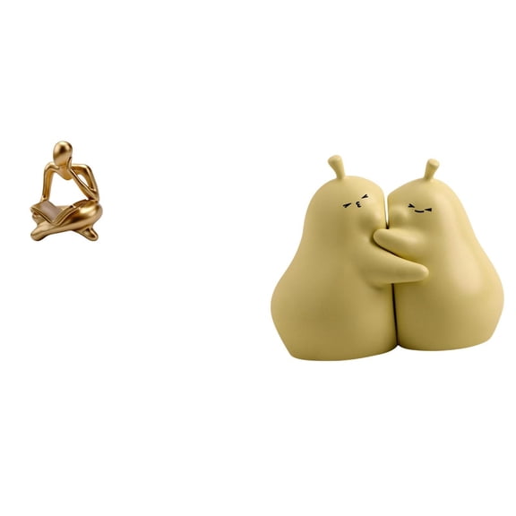 CarpNettore Abstract Hugging Thinker Pear Statue Ceramic Bookend Decoration for Tabletop Living Room Shelf Office Bookshelf Ornament Fine Workmanship Gift
