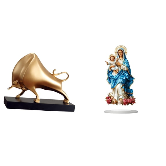 CarpNettore Abstract Ox Cattle Figurine Sculpture for Desk Living Room Bedroom Entrance Unique Acrylic Tabletop Ornament Holiday Home Decor Gift