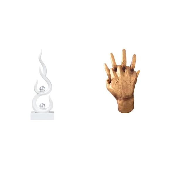 CarpNettore Abstract Resin Flame Figurine Modern Fire Sculpture Ornament for Office Bookshelf Patio Gift Hands Entwined Soulmate Hand Sculpture Bedroom Shelf Decor Tabletop Lovers