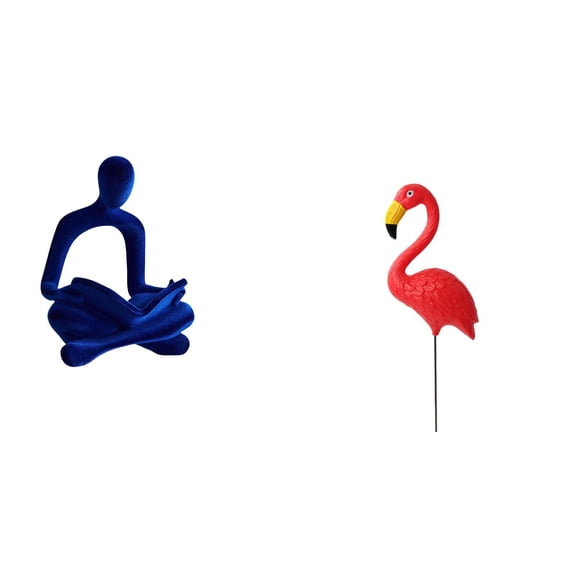 CarpNettore Abstract Thinker Bird Figurine Sculpture Art Ornament for Office Bar Wedding and Fairy Garden Accessories Flamingo Stake for Holiday Spring