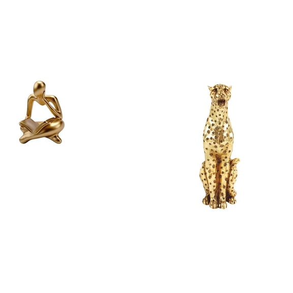 CarpNettore Abstract Thinker Cheetah Statue Decorative Sculpture for Tabletop Living Room Shelf Office Bookshelf and Home Centerpiece Ornament Decor