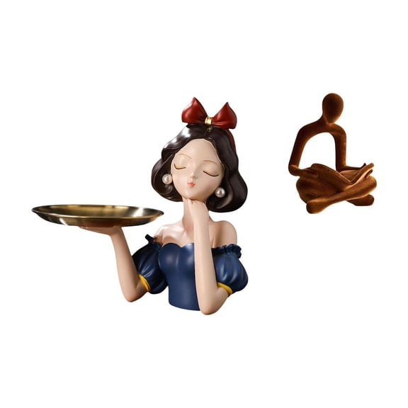 CarpNettore Abstract Thinker Figurine Resin Girl Statue Key Holder Tray Collectable Decor Uniqueness with Multipurpose Storage Suitable for Gift Giving Home Offic